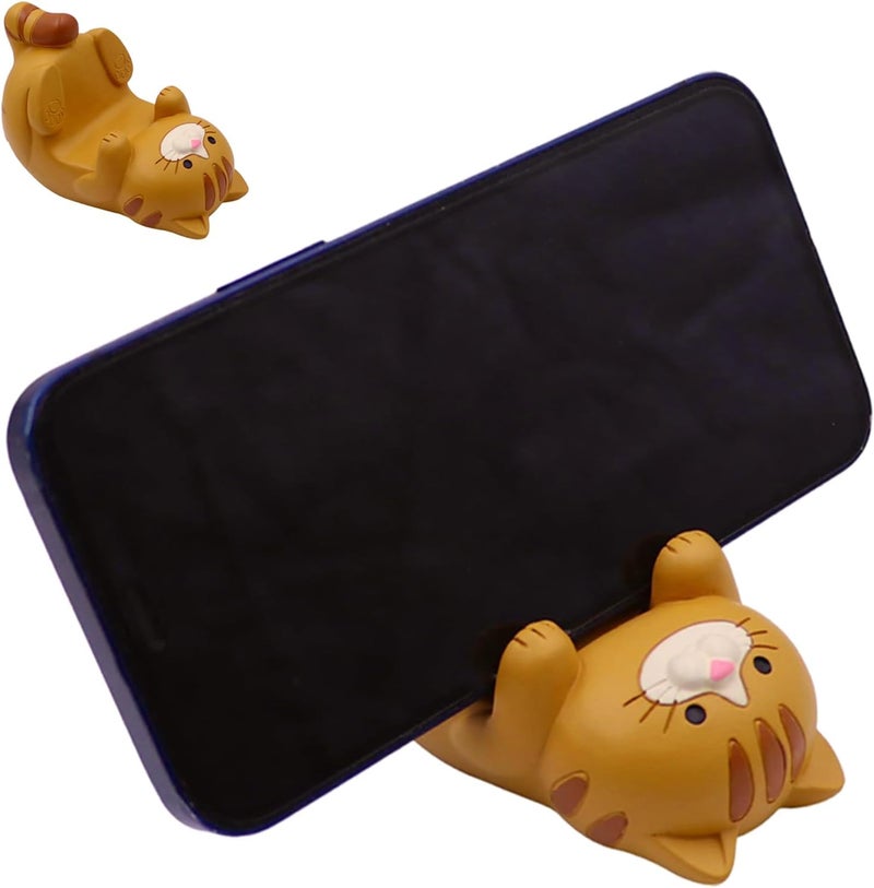 Eysinyge Resin Cat Figurine Phone Stand - Sturdy Design to Hold Smartphones Without Tipping, Cute Phone Holder Gift for Cat Lovers, Desk Decor Accessory 5.7 oz 3.3 x 2.3 x 2.0 in - Image 1